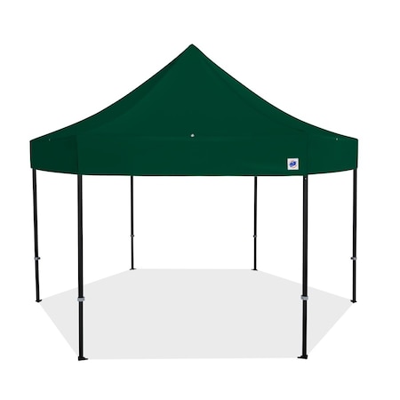 E-Z Up TAA Compliant HUB Shelter, 15' W x 15' L, Black Aluminum Frame, Forest Green Top HB3ALU15KFBKTFG